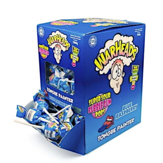 Warheads Super Sour Bubblegum Blue Raspberry Pops 100pcs USA (Pack 1)