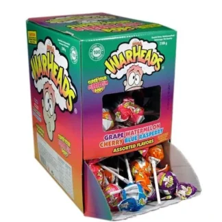 Warheads Super Sour Bubblegum Pops 100pcs USA (Pack 1)