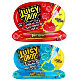 Bazooka Juicy Drop Gummies Strawberry & Raspberry 57g (Pack 12)