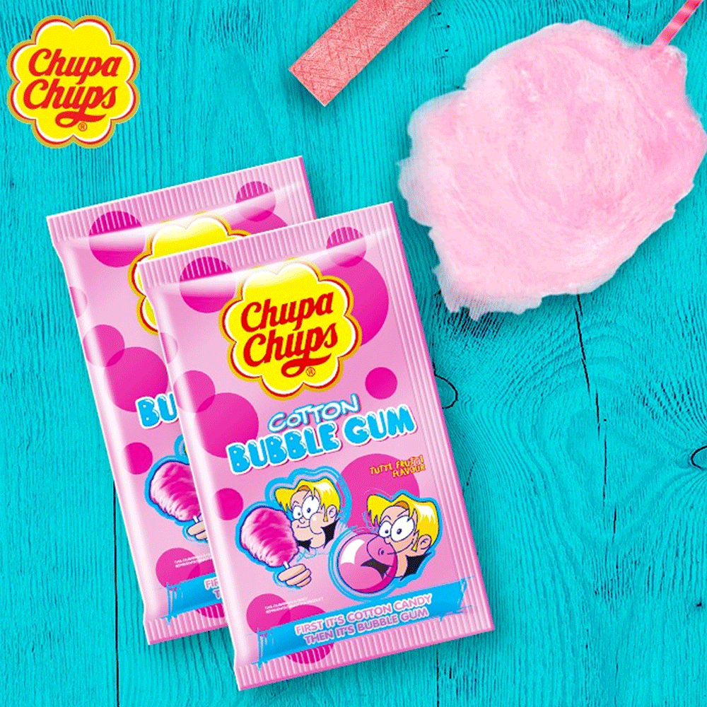 Chupa Chups Bubble Gum Cotton Candy 11g (Pack 12)
