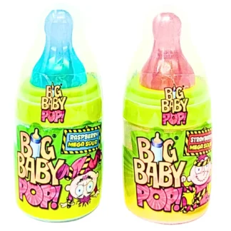 Bazooka Big Baby Pop! Mega Sour Raspberry/Strawberry 32g THAI (Pack 12)